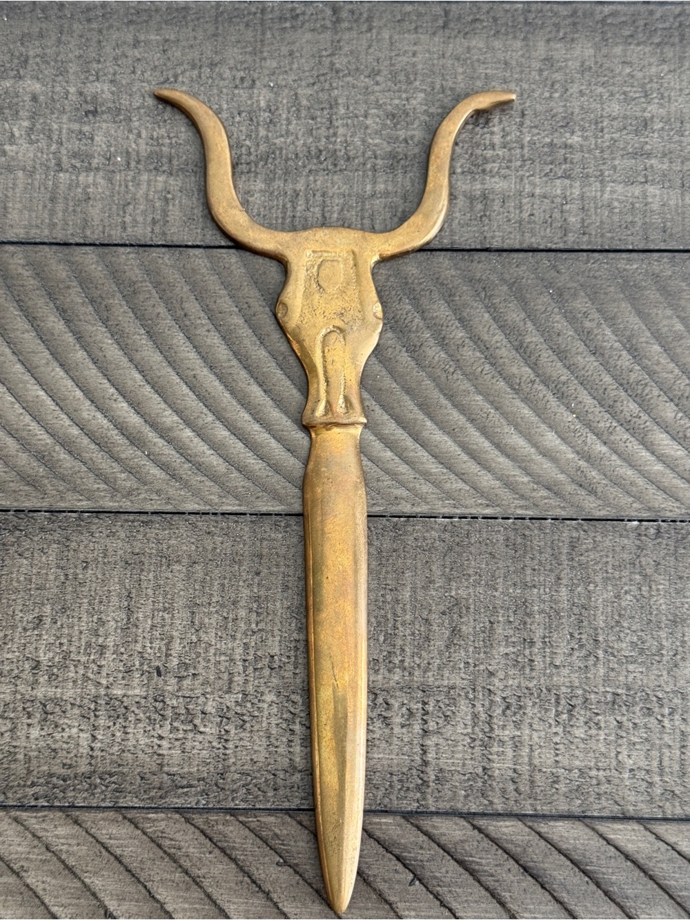Vintage Texas Longhorn Steer Brass Vintage Letter Opener